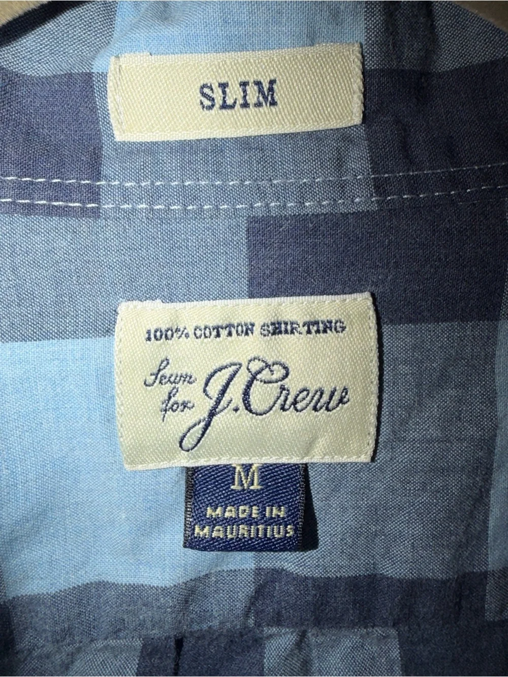 J.Crew Slim Fit Blue Check Shirt - Men's Medium